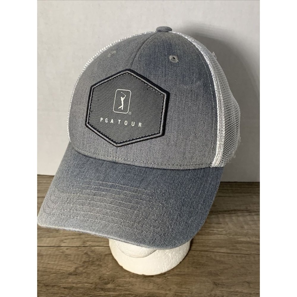 Men's Adjustable SnapBack Mesh PGA Tour Logo Golf Hat Cap Gray